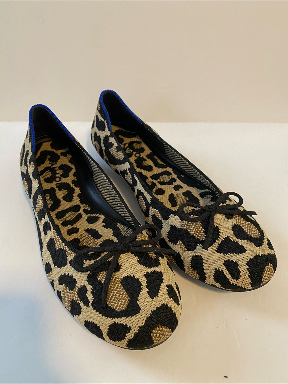 Rothy's Desert Cat Leopard Print Bow Ballet Flats